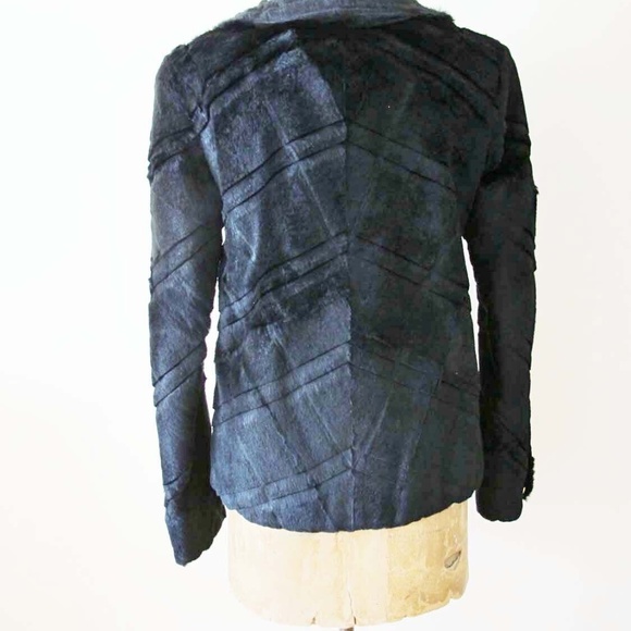 Fendi Black Rabbit Fur Short Jacket Top Size 42 Small Garment Bag Henry Hanger - Picture 2 of 10